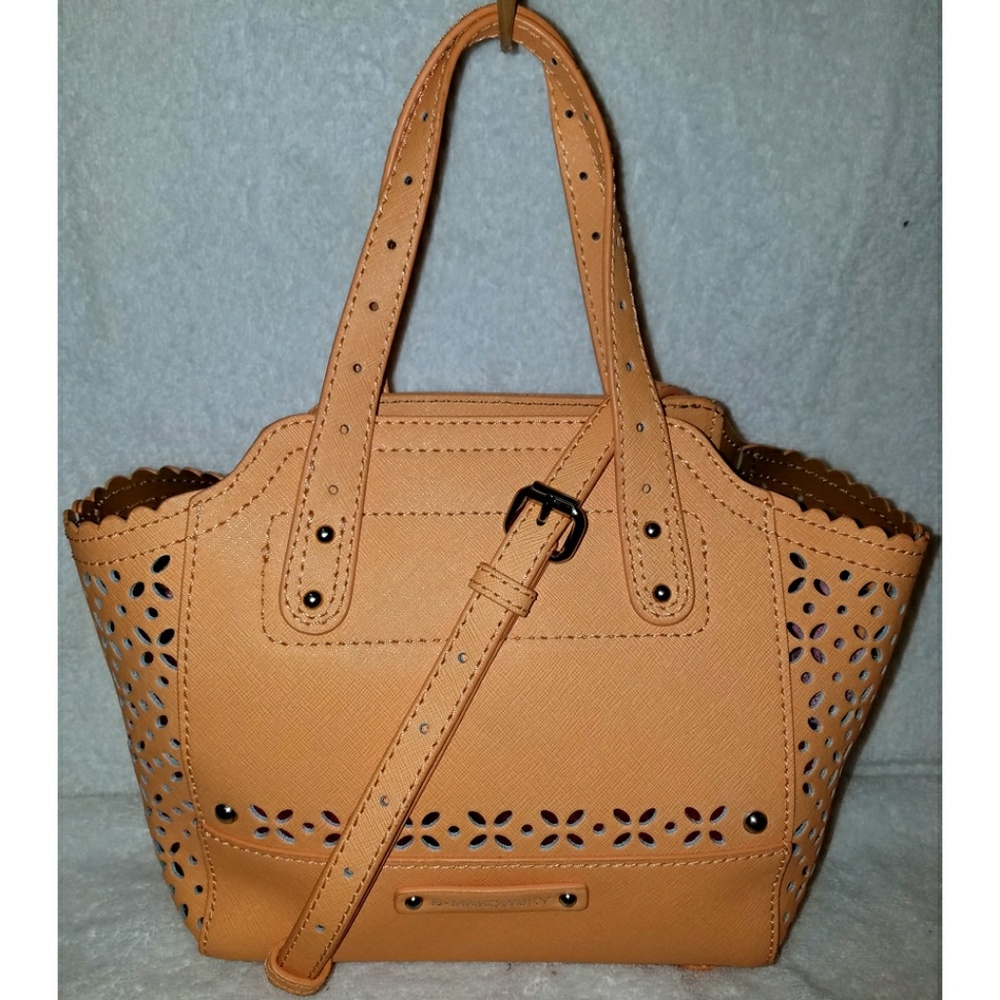 B Makowsky NWT orange cut-out leather convertible handbag